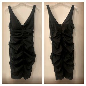 XSCAPE Ruched Front Little Black Dress